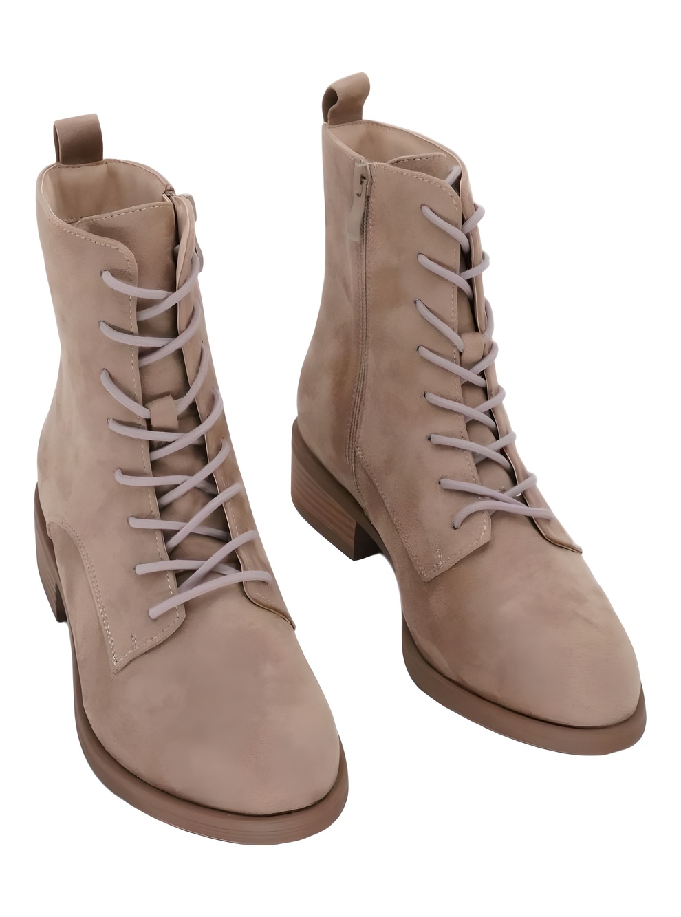 Journee Collection Taupe Faux Suede Combat Boots Size 8M